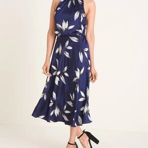 Elegant Navy Blue Floral Dress by Adrianna Papell